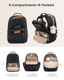 LOVEVOOK Laptop Backpack for Women with Large Capacity Cup Pocket, 15.6 inch Work Purse Travel Bag for Teacher Nurse, Waterproof Computer Business Back Pack, Cute Bookbag for School College, Black