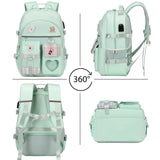 Backpack for Girls - Bookbag Backpacks Schoolbag for Girls Kids Teen Women Casual Travel Daypacks - School Bag Elementary Middle School College Cute Backpack with Lunch Box (Green)