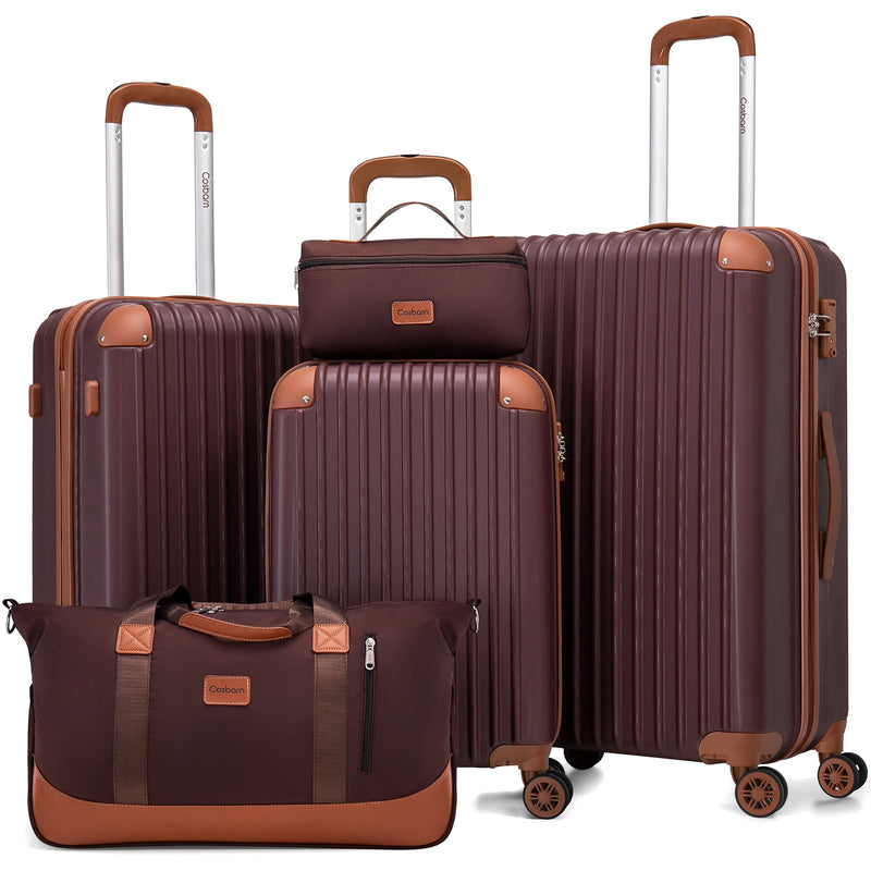 Cosbarn Luggage Sets 5 Piece Suitcases with Wheels, Suitcase Set ABS Hard Case Luggage with TSA Lock Spinner Wheels Durable Travel Luggage