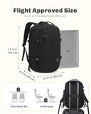 Hynes Eagle Travel Laptop Backpack 16 inches Lightweight Flight Approved Carry on Personal Item Bag Weekender Bag Daypack 20L Black