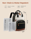 LOVEVOOK Laptop Backpack for Women with Giant Tumbler Holder Pocket,15.6 inch School College Book Bag Nurse Teacher Backpack,Waterproof Work Travel Backpack Purse Laptop Computer Bag,Beige-Black-Brown