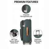 Ricardo Beverly Hills Montecito 3.0 Softside Luggage Collection – Expandable Suitcases with Wheels and TSA Lock, 25" Medium Check-in, Hunter Green