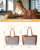 LOVEVOOK Laptop Tote Bag for Women 15.6 In Work Bags with Triple Compartments Large Faux Leather Computer Office Briefcase