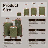 Voytra Lightweight Hardside luggage sets Suitcases with Spinner Wheels YKK Zipper & TSA Lock, ABS+PC Hardshell 4 Piece Luggage Set for Weekend Getaways & Family Travel (14/20/24/28 Green)
