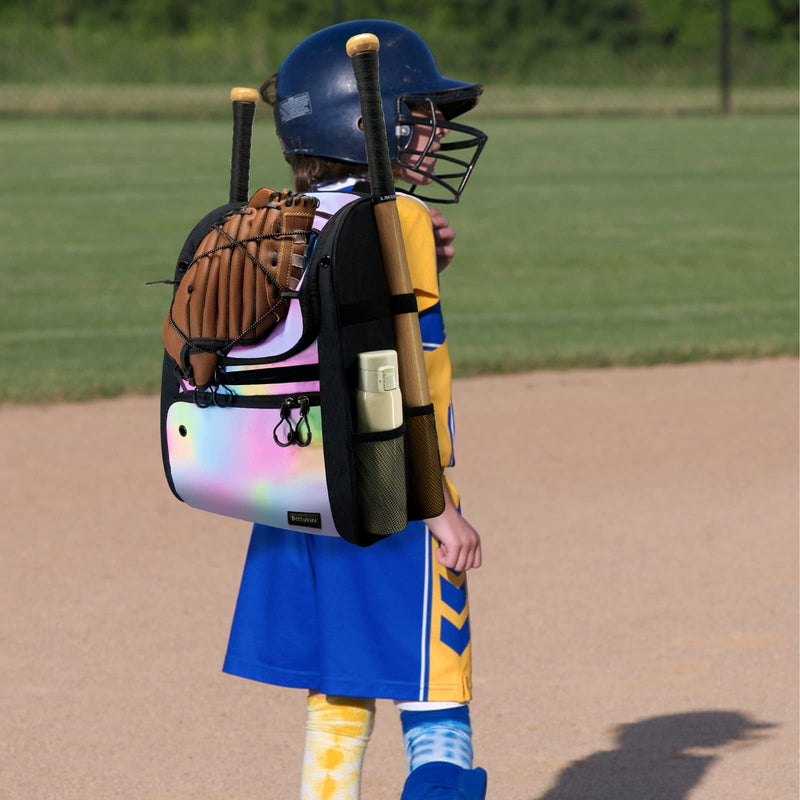 Softball Bag, Youth Baseball Backpack Softball Bat Bag with Vented Shoe Compartment, Baseball Equipment Bag TBall Bat for Batting Mitten, Helmet, Teeball Gear Adult Boys Girls Christmas Pink