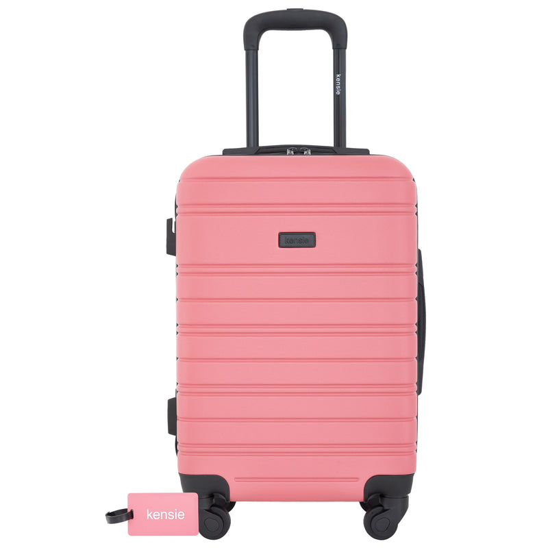 kensie 22" Peonies Hardside Carry-On Luggage with ID Tag, Flowering Ginger
