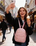 BAGSMART College Laptop Backpack, Mini Backpack for Women, Lightweight Small Backpack Purse, Bookbag for Work College, Water Resistant, Baby Pink