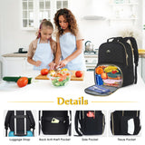 MATEIN Work Backpack with Lunch Compartment, Insulated Quilted Lunch Backpack for Women, Water Resistant Lunchbox Back Pack for Nurse, 15.6 Inch Teacher Work Bag for Office Business Commuting, Black