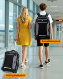 MATEIN Rolling Backpack with Wheels, Flight Approved Anti Theft Rolling Bookbag Fits 17" Laptop, Roller Carry On Luggage Wheeled College School Suitcase Travel Bag for Men Women, Black