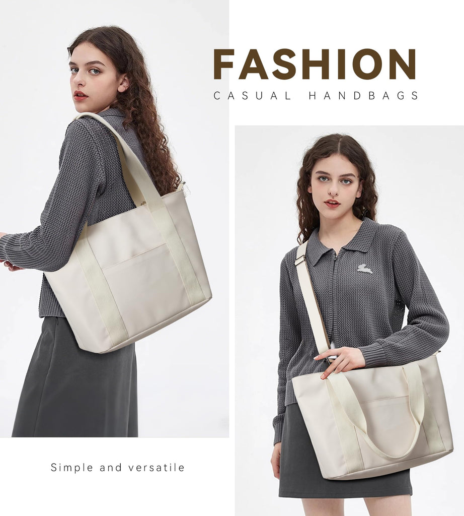 KALIDI Tote Bag for Women,Shoulder Bag with Laptop Compartment for work Leisure Nylon Top-Handle Foldable Weekend