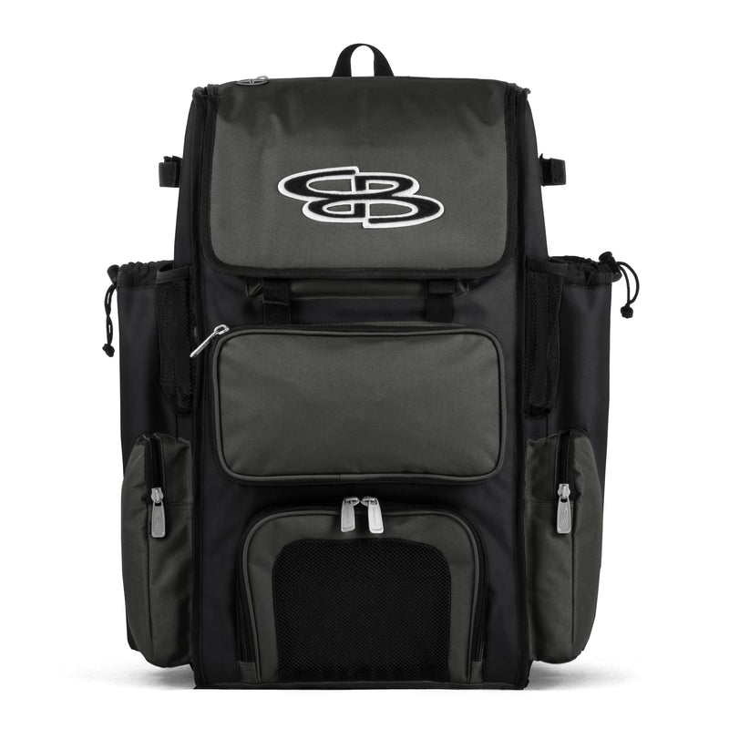 Boombah Superpack Bat Pack - Backpack Version (no wheels) - Holds up to 4 Bats - For Baseball or Softball BPSPC23 Black/Charcoal