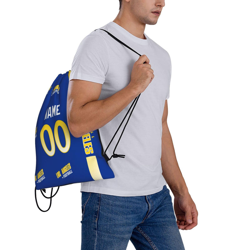 Los Angeles Drawstring Bags Custom any Name and Number Backpack for Men Youth Boy Gifts 14" X 16"