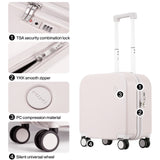 mixi Carry on Luggage, Suitcase with Spinner Wheels 16in Luggage Hardshell Lightweight Rolling Suitcases PC with Cover & TSA Lock, Off White（Slight Pink）