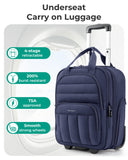 BAGSMART Small Underseat Carry on Luggage with Wheels, 16 inch Small Under Seat Luggage, Lightweight Travel Suitcase for Women, Navy Blue