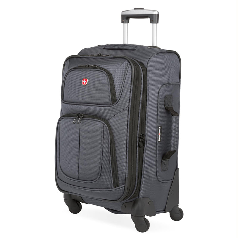 SwissGear Sion Softside Expandable Luggage – Carry-On Suitcase with 360 Degree Wheels & Retractable Handle – 21 Inch, Perfect for 1-3 Night Trips – Dark Gray