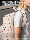 VASCHY Corduroy Backpack for Girls, Lightweight School Bag for Elementary, Middle & High School, Teen Bookbag, Women’s Casual Travel Daypack Strawberry