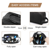 BAGSMART Toiletry Bag for Men, Canvas Travel Toiletry Organizer Dopp Kit Water-resistant Shaving Bag for Toiletries Accessories,Black-Medium