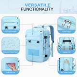 Maelstrom Travel Backpack for Women Men,25L Laptop Backpack Fits 15.6-Inch Laptop,Waterproof Carry On Backpack for Airplanes with Detachable Crossbody Bag & Shoe Compartment (Blue, Medium)