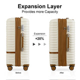Joyway Luggage Set 7 Piece Suitcase Sets with Spinner Wheel,Hardside Expandable Travel Laggage with TSA Lock (18/20/24/28 White