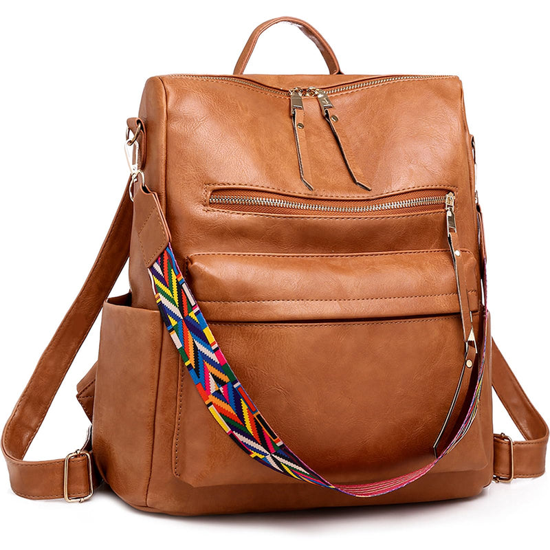 HGWSSY Women's Fashion Backpack Purse for Women Leather Multipurpose Design Ladies Shoulder Bag Travel bag Satchel Handbags Brown