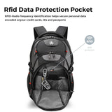 Swissdigital Design Laptop Backpack with USB Charging Port, Travel Backpack Fits 15.6 inches Computer, 31L College School Backpack for Men, Black/Grey | SD803-02