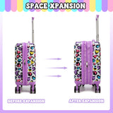 Inprof Kids Luggage with Spinner Wheels Carry on Suitcases for Girls 2 Piece Luggage Sets 16" Toddler Suitcase for Kids Rolling Suitcase Airline Approved (Bainbow Leopard)