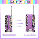 Inprof Kids Luggage with Spinner Wheels 5 Piece Carry on Suitcases for Girls Backpack with Lunch Box Pencil Case 16" Toddler Suitcase Set Airline Approved (Bainbow Leopard)