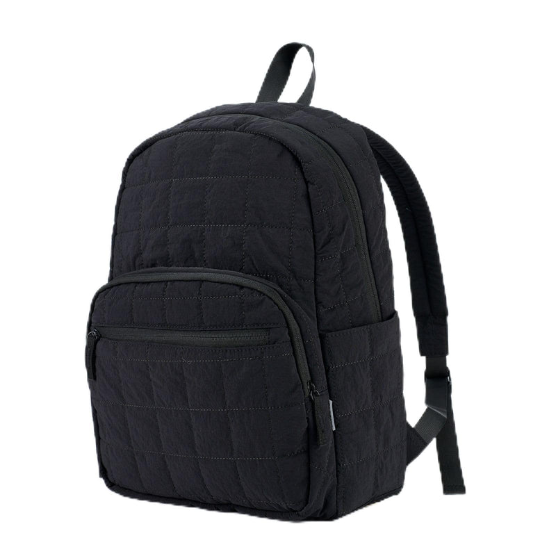 KAILUOLAI Quilted Backpack, Water-Resistant Nylon Bookbag for 15.6 Inch Laptop, College Bookbag Travel Backpack for Men Women (Black)
