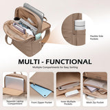 GOLF QUALITY Slim Laptop Backpack for Women, Lightweight Business Backpack for Women Computer Bag Purse for Commuting, Fit 17.3 Inch, Champagne Brown