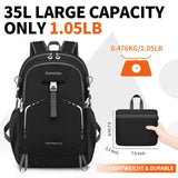 Bymontin 35L Lightweight Packable Backpack – Durable Foldable Daypack for Travel, Hiking, and Gym (Black)