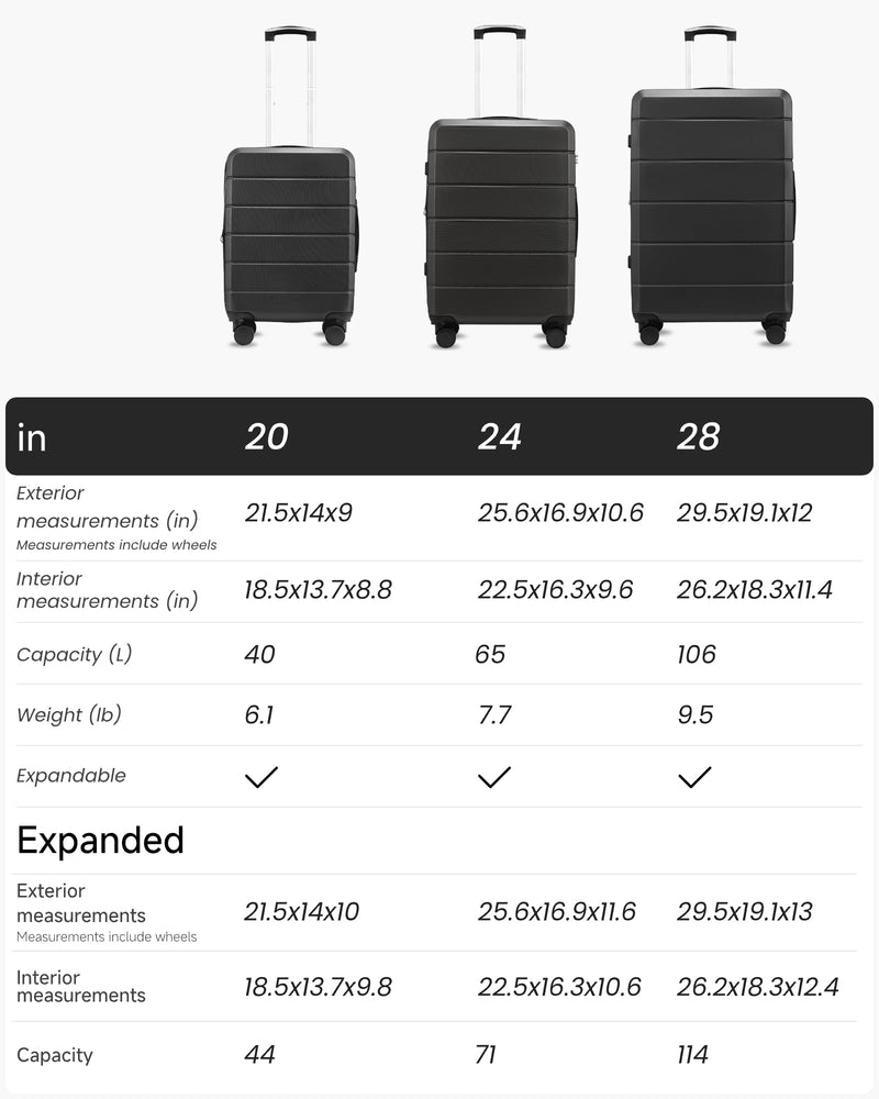 YOETEY 28 Inch Checked Luggage with Spinner Wheels, 106L Large Expandable Hardside Suitcase with TSA Lock, Durable ABS Hard Shell for Family Vacation and International Travel (28 in, Black)