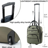 KROSER Carry On Underseat Multi-functional, 16-inch Underseater Lightweight Overnight Suitcase for Women, Olive