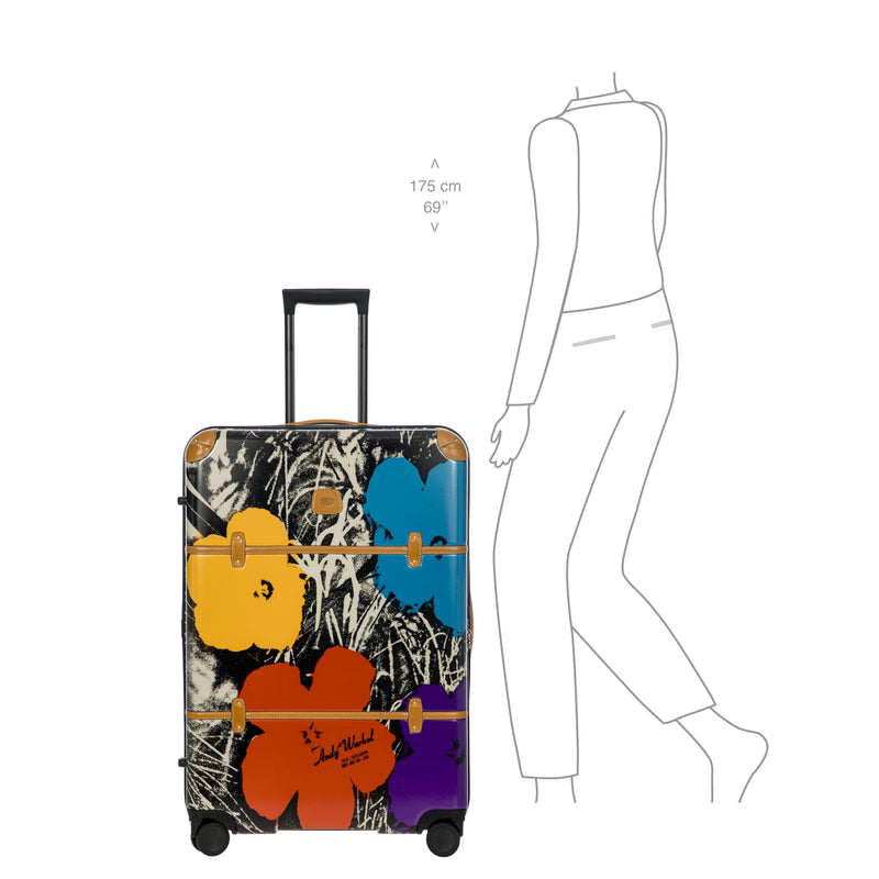 Bric's Andy Warhol Checked Luggage – Travel as Art Marilyn Print, Luxury Suitcase with Leather Trim, 360° Silent Wheels, Lightweight Hard Structure, 30 Inch, Black