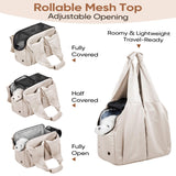 Dog Purse Carrier for Small Dogs, Cats, and Puppies – Soft-Sided Travel Pet Tote Bag with 4 Large Pockets, Foldable, Lightweight, Fits Pets up to 15 lbs, for Travel, Outings (Beige)
