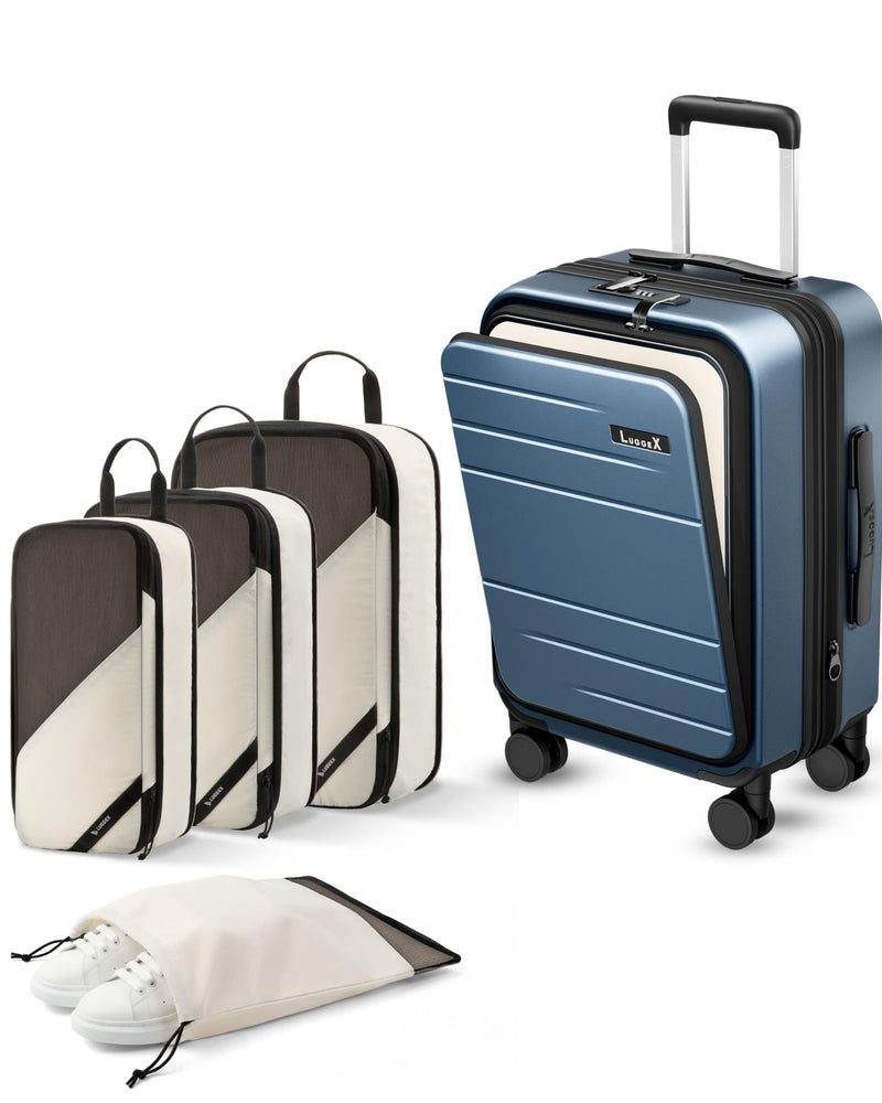 LUGGEX Carry On Luggage and 4 Set Packing Cubes Bundle – Travel Essentials
