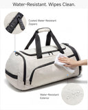 LUGGEX Gym Duffle Bag for Women Men, TDX01 Expandable Sports Gym Bag with Shoe Compartment, Wet Pocket, Water-Resistant Travel Duffel Bags Carry On Duffel Bag Backpack (TDX-Pro, Ivory, 40L)