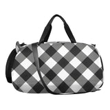 Quteprint Kids Sports Duffel Bag for Boys & Girls - Black White Plaid Buffalo 100% Polyester Gym Bag with Separate Shoe Compartment, Adjustable Shoulder Strap, Compact Travel & Workout Gear Bag