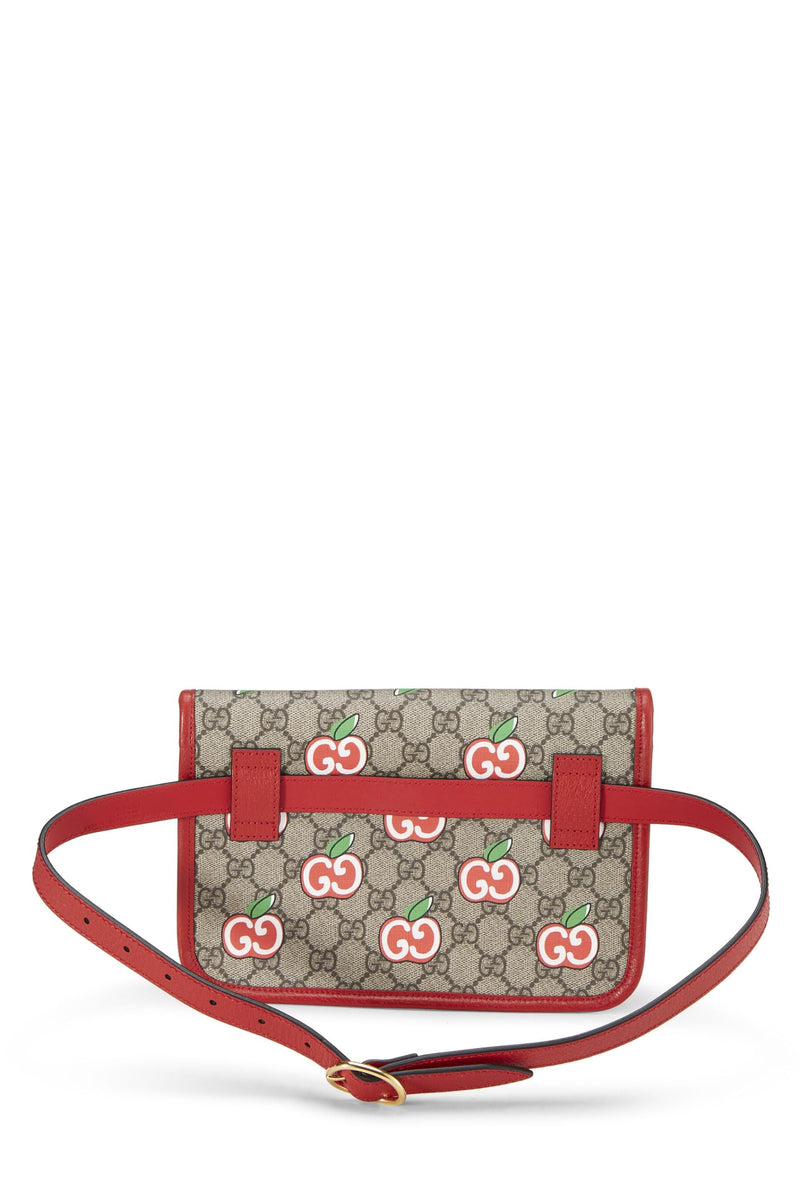 Gucci, Pre-loved Red Original GG Supreme Canvas Apple Belt Bag, Red