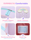 VASCHY Kids Backpack for Girls, Lightweight Quilted Color-blocked Bookbag Preschool Backpack for Kindergarten Children Light Purple Pink