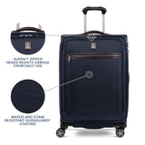 Travelpro Platinum Elite Softside Expandable Checked Luggage, 8 Wheel Spinner Suitcase, TSA Lock, Men and Women, True Navy Blue, Checked Medium 25-Inch