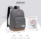 abshoo Classic Backpack for School College Bookbag Middle High School Bakcpacks for Teen Casual Daypack (Grey)