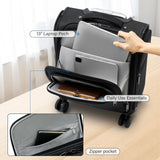 HanTrip 16 Inch Underseat Carry On Luggage with Wheels Softside Small Suitcases Personal Item Bag with Pocket Travel Luggage for Men Women Business Overnight Bag(Black)