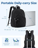 BAGSMART Travel Laptop Backpack, College Backpack for Women, Quilted Small Computer Bookbag, Water-Resistant 15.6 Inch Laptop Casual Bag, Black