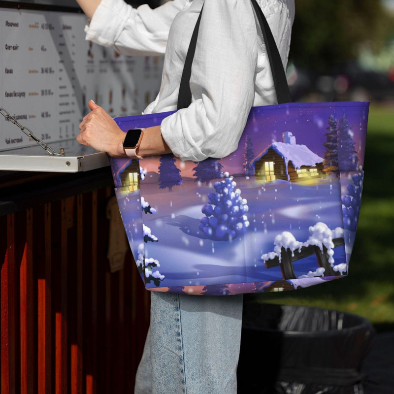 Mosytuky Large Beach Bag For Women, Christmas Igloo Waterproof Sandproof Zipper Beach Tote Bag For Gym Beach Travel Pool Yoga Shopping