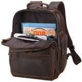 TIDING Full Grain Leather Backpack for Men 15.6 Inch Laptop Bag Large Capacity Business Travel Hiking Shoulder Daypacks