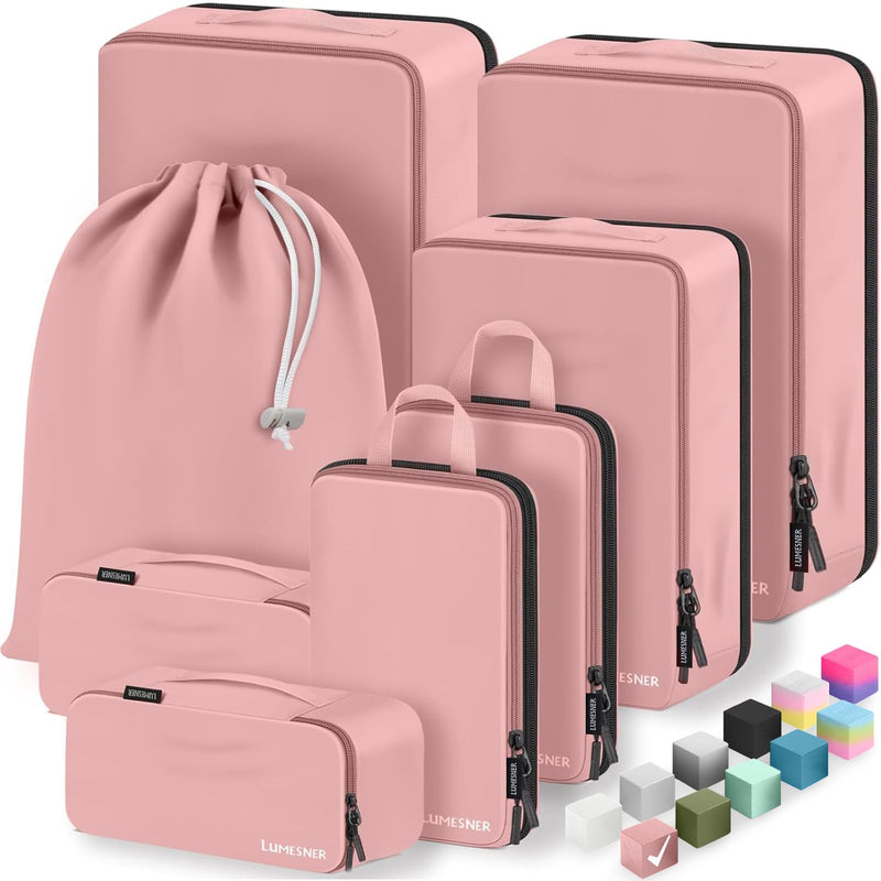 Velaybor 8 Set Compression Packing Cubes for Travel, Waterproof Luggage Organizers, Suitcase Organizer Set for Carry-On & Checked Baggage, Travel Accessories for Men & Women