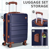Hoteel Luggage Sets 4 Piece, 4-Yr Warranty Durable Suitcase Dual-Spinner Wheel TSA Lock, Lightweight Travel Hardshell PC+ABS Carry on Luggage for Men&Women, Navy(16/20/24/28 inch)