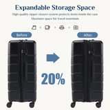 NEWBULIG Suitcases Spinner Wheels Lightweight Expandable Travel Hard Shell Luggage with TSA Lock, Black, 3-PCS Set (20/24/28 Inch)