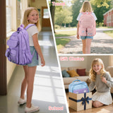 VASCHY Backpack for Girls, Cute School Bag Bookbag for Elementary Middle Schooler Teen Girls/Kids Travel with Clear Pin Pouch Purple