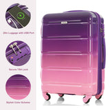 Luggage 5 Pcs, ABS Hardshell Suitcase Spinner Wheels with USB Port TSA Lock